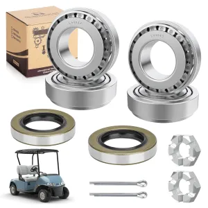 10L0L Golf Cart Front Wheel Hub Bearings & Oil Seals Kits for EZGO TXT 1976-up, Replace Part 50892-G1, 25146-G1 (2 Pack)