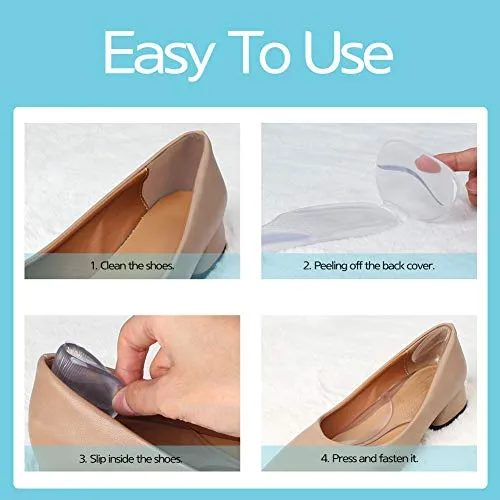 3 in 1 Arch Support Heel Cushion and Liner for Men and Women, Gel Shoe Heel Inserts (Black)
