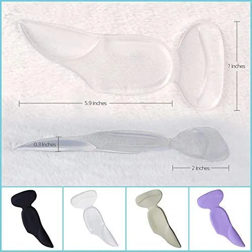 3 in 1 Arch Support Heel Cushion and Liner for Men and Women, Gel Shoe Heel Inserts (Black)