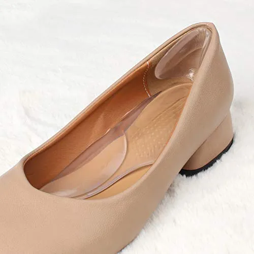 3 in 1 Arch Support Heel Cushion and Liner for Men and Women, Gel Shoe Heel Inserts (Black)