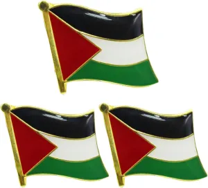 3 Pack Palestine Flag Pins - Metal National Palestinian Flag Pack