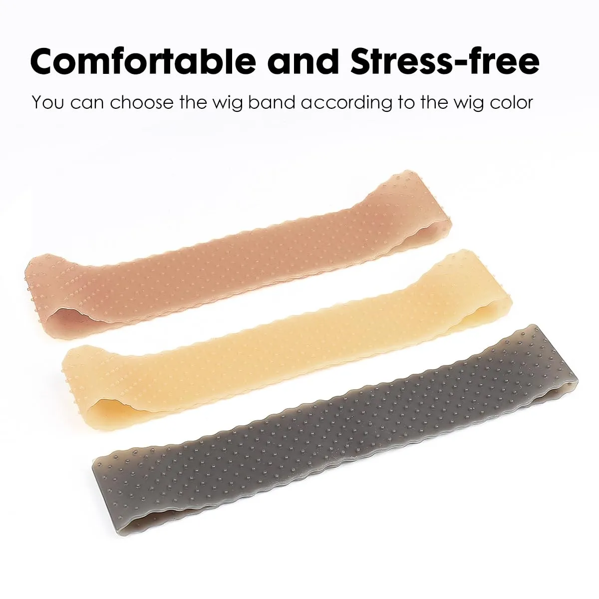 3 Pcs Silicone Wig Grip Bands for Lace Front Wigs with Grip Caps