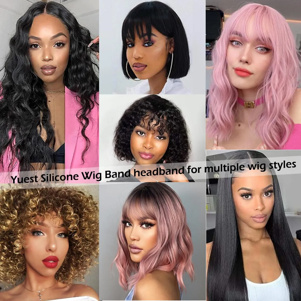 3 Pcs Silicone Wig Grip Bands for Lace Front Wigs with Grip Caps