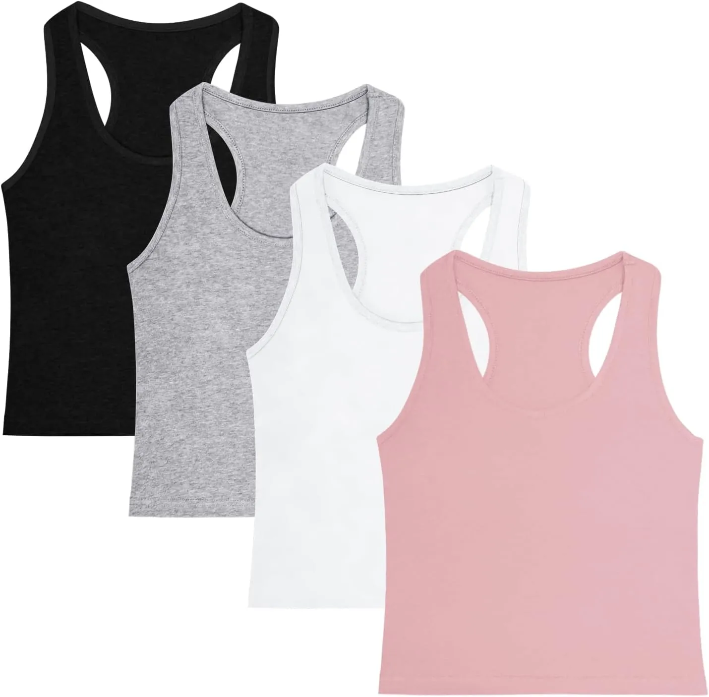 4 Pieces Women's Crop Tops Cotton Basic Tank Tops Racerback Sleeveless Sports Workout Crop Tank Tops