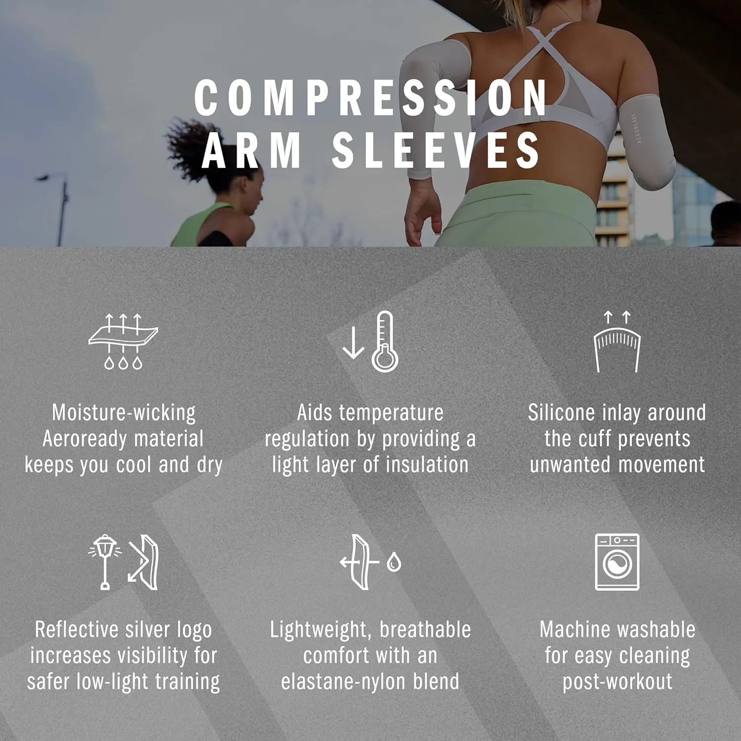 adidas Compression Arm Sleeves, Lightweight, Temperature-Regulating Compression Sleeves