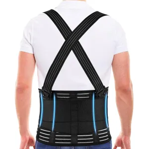 Back Brace with Removable Suspender Shoulder Straps, Back Support Belt Lumbar Support for Men & Women, Sciatica, Herniated Disc, Scoliosis, Back Brace for Lifting at Work