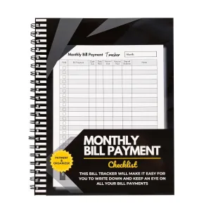 Bill Tracker Notebook: Monthly Bill Payment Checklist with Spiral Binding - 8.5" x 11" 132   Pages Spiral-bound
