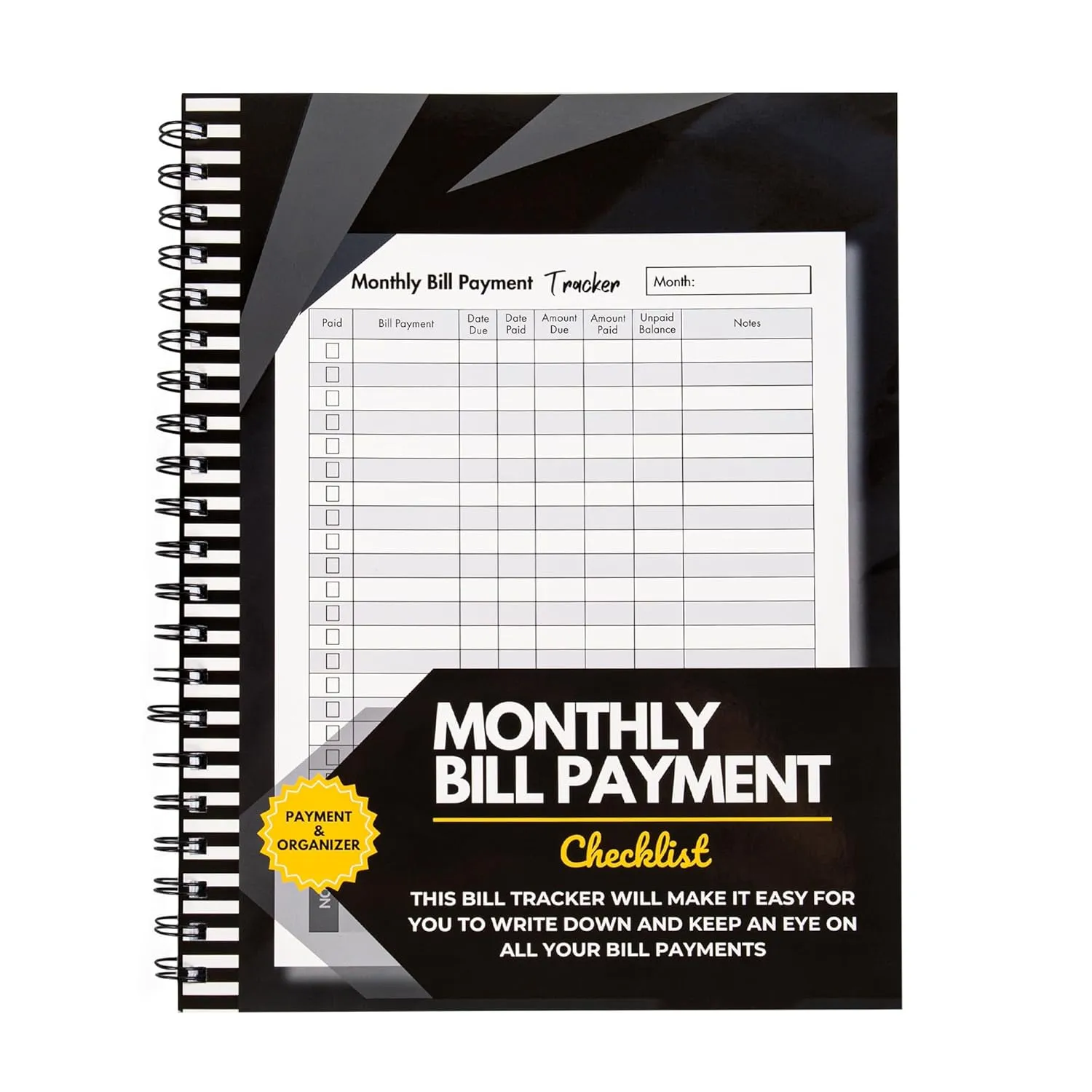 Bill Tracker Notebook: Monthly Bill Payment Checklist with Spiral Binding - 8.5" x 11" 132   Pages Spiral-bound