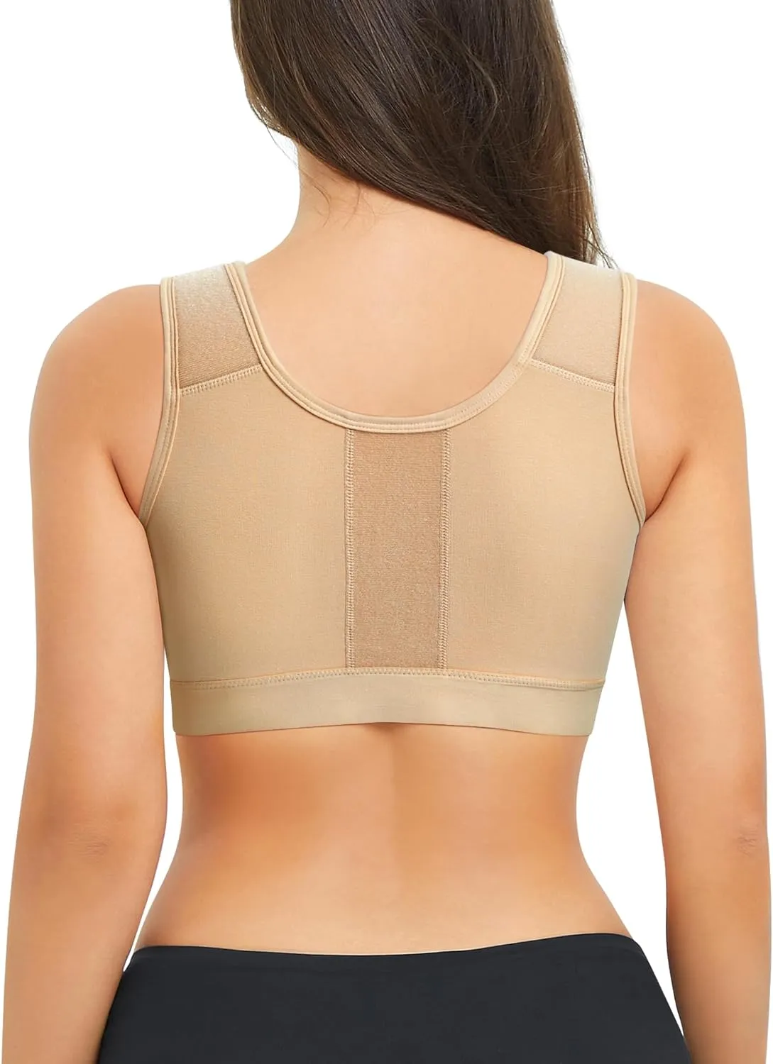 BRABIC Zip Front Closure Everyday Bra for Women Post Surgery Compression Support with Adjustable Straps Wirefree