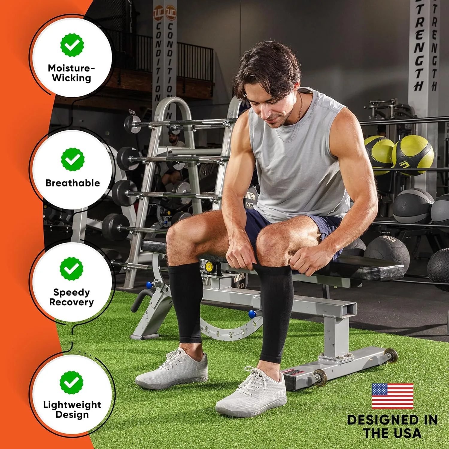 Calf Compression Sleeves for Men and Women - (2 Pair) Footless Compression Socks Support for Varicose Vein, Nursing, Pregnancy, Running - Leg Sleeve Brace for Shin Splints, Pain Relief and Swelling