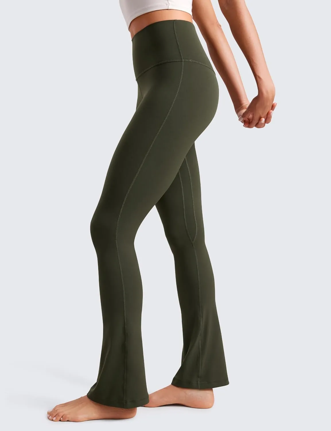 CRZ YOGA Butterluxe High Waist Mini Flared Leggings for Women 30"/31.5"/33'' - Bootcut Yoga Pants with Pocket Casual Lounge