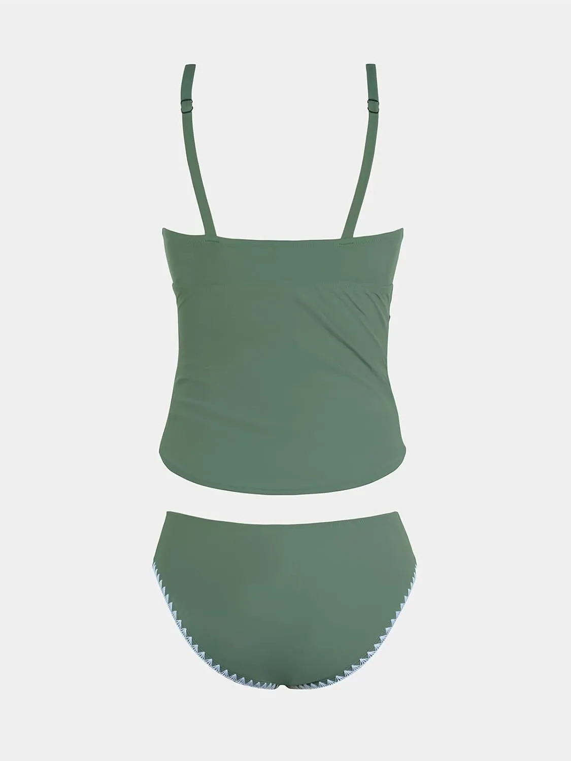 CUPSHE Women's Tankini Sets Two Piece Swimsuit Scoop Neck Mid Rise Adjustable Straps Shell Stitched (XS-4XL)