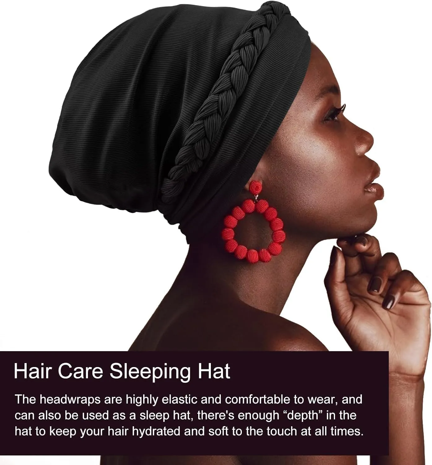 DRESHOW African Women Turban Caps Beanie Twist Headscarf Pre-Tied Double Twisted Braid Hair Cover Wrap Hat Chemo Cancer Cap