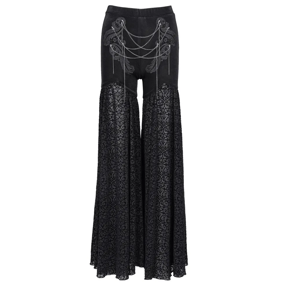 Exquisite Women's Lace Palazzo Pants with Chains