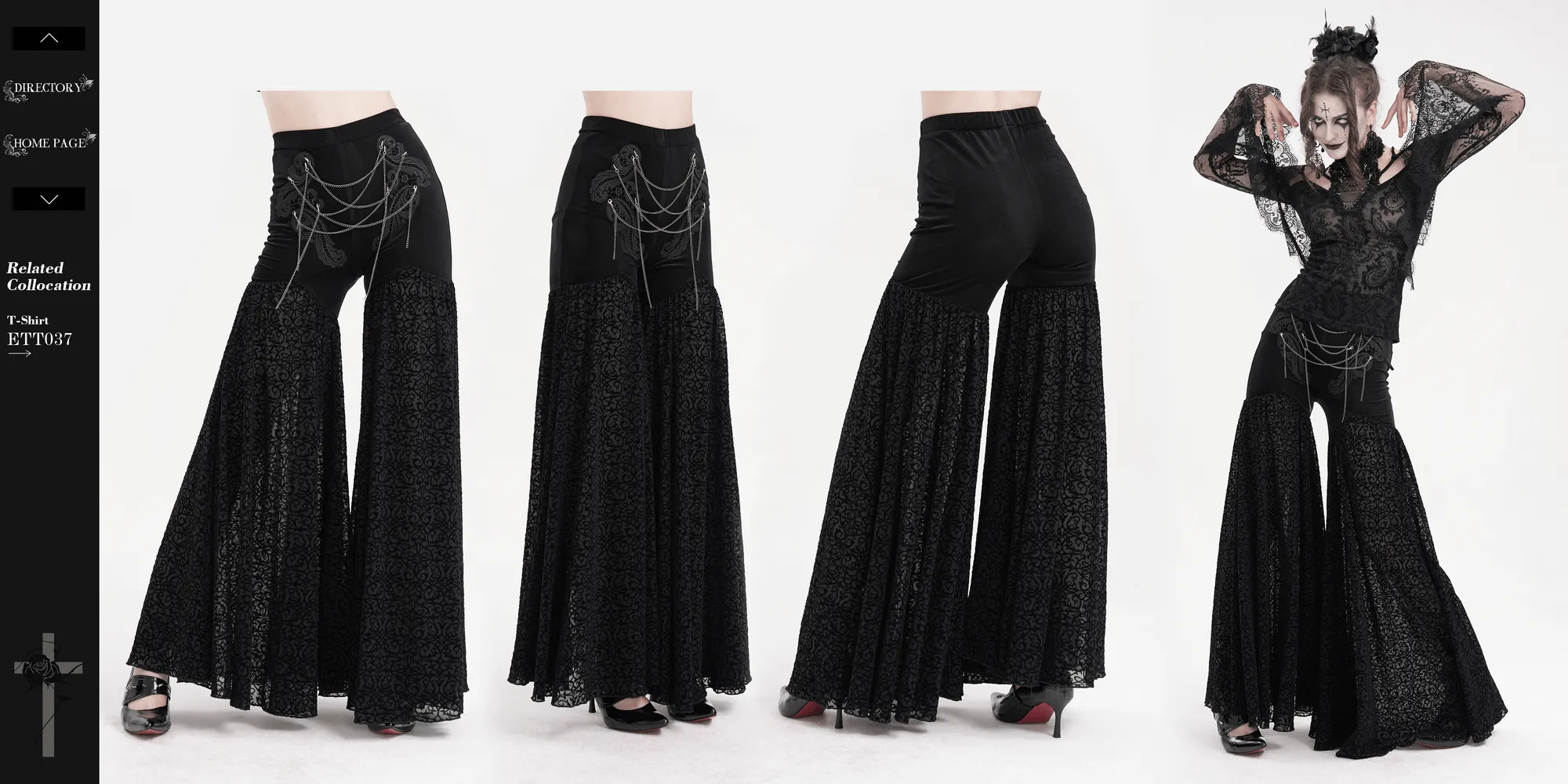 Exquisite Women's Lace Palazzo Pants with Chains
