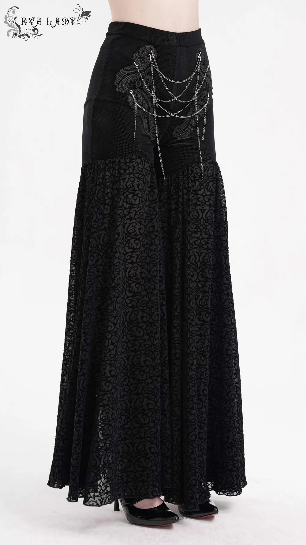 Exquisite Women's Lace Palazzo Pants with Chains