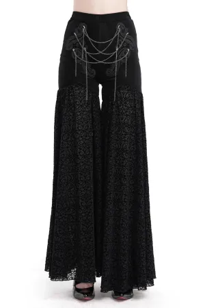 Exquisite Women's Lace Palazzo Pants with Chains