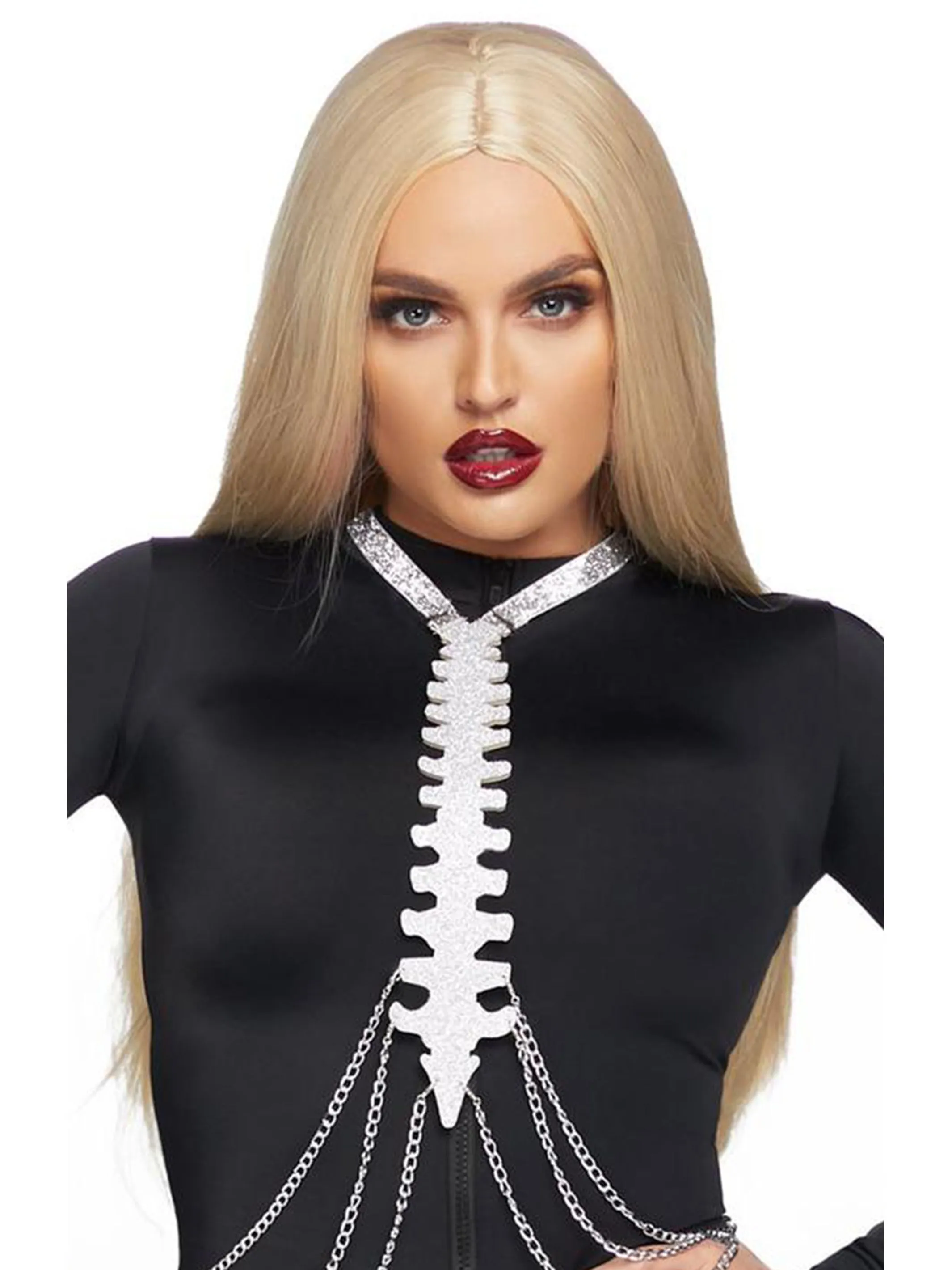 Glitter Skeleton Bone Body Harness with Chains