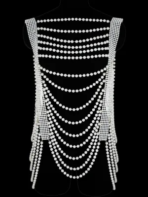 Handmade Pearl Body Chain Sexy Dress