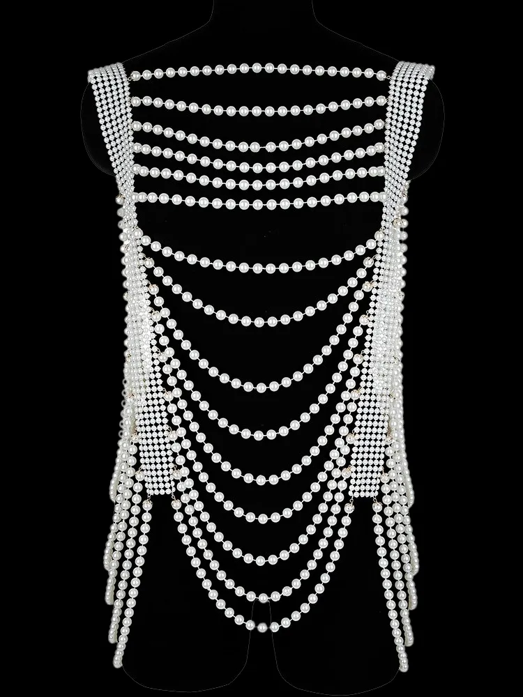 Handmade Pearl Body Chain Sexy Dress