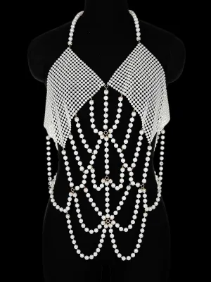 Handmade Pearl Bra Chain Sexy Top