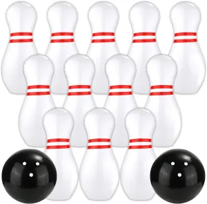 Kids Bowling Set, Giant Inflatable Outside 12pcs Bowling Pin and 2pcs Ball Portable Indoor or Outdoor Bowling Game for Toddler Adults Birthday Party Yard Lawn Sports Field, Carnival Games (14 Pack)