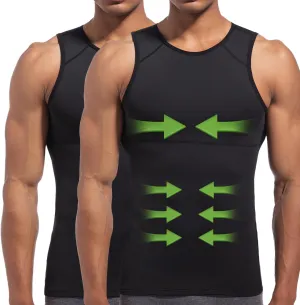 Lgtfy 4D Mens Compression Shirt, Slimming Body Shaper Vest, Gynecomastia Undershirt, Tummy Control Back Support Tank Top