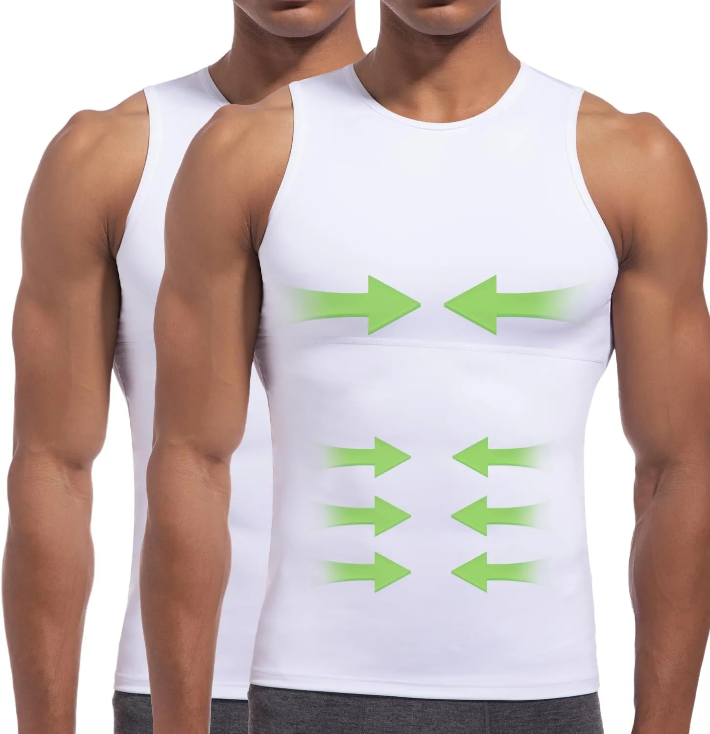 Lgtfy 4D Mens Compression Shirt, Slimming Body Shaper Vest, Gynecomastia Undershirt, Tummy Control Back Support Tank Top