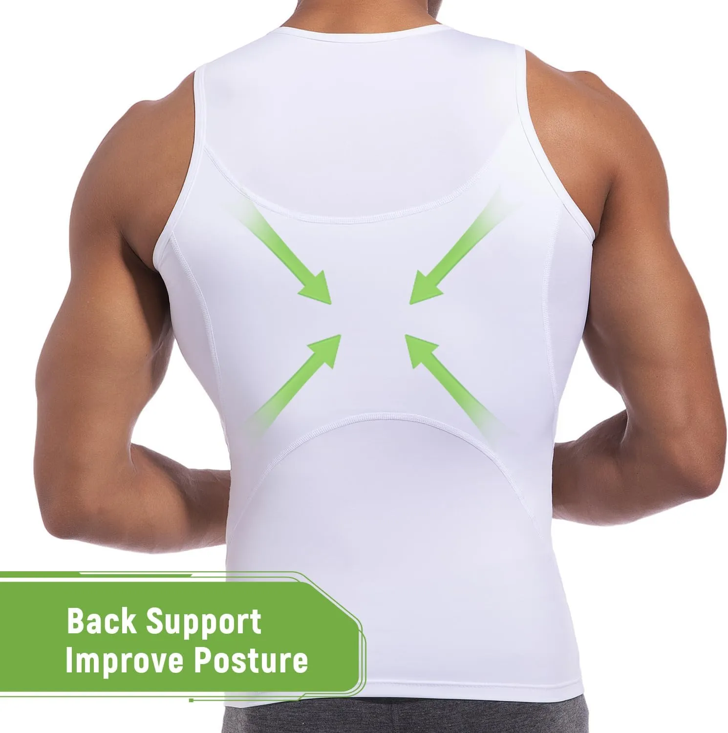 Lgtfy 4D Mens Compression Shirt, Slimming Body Shaper Vest, Gynecomastia Undershirt, Tummy Control Back Support Tank Top