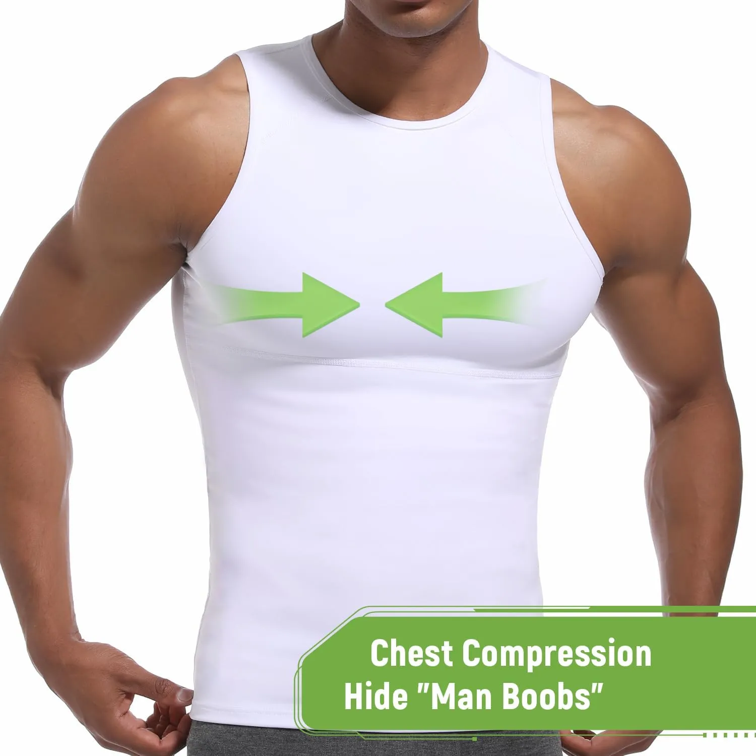 Lgtfy 4D Mens Compression Shirt, Slimming Body Shaper Vest, Gynecomastia Undershirt, Tummy Control Back Support Tank Top