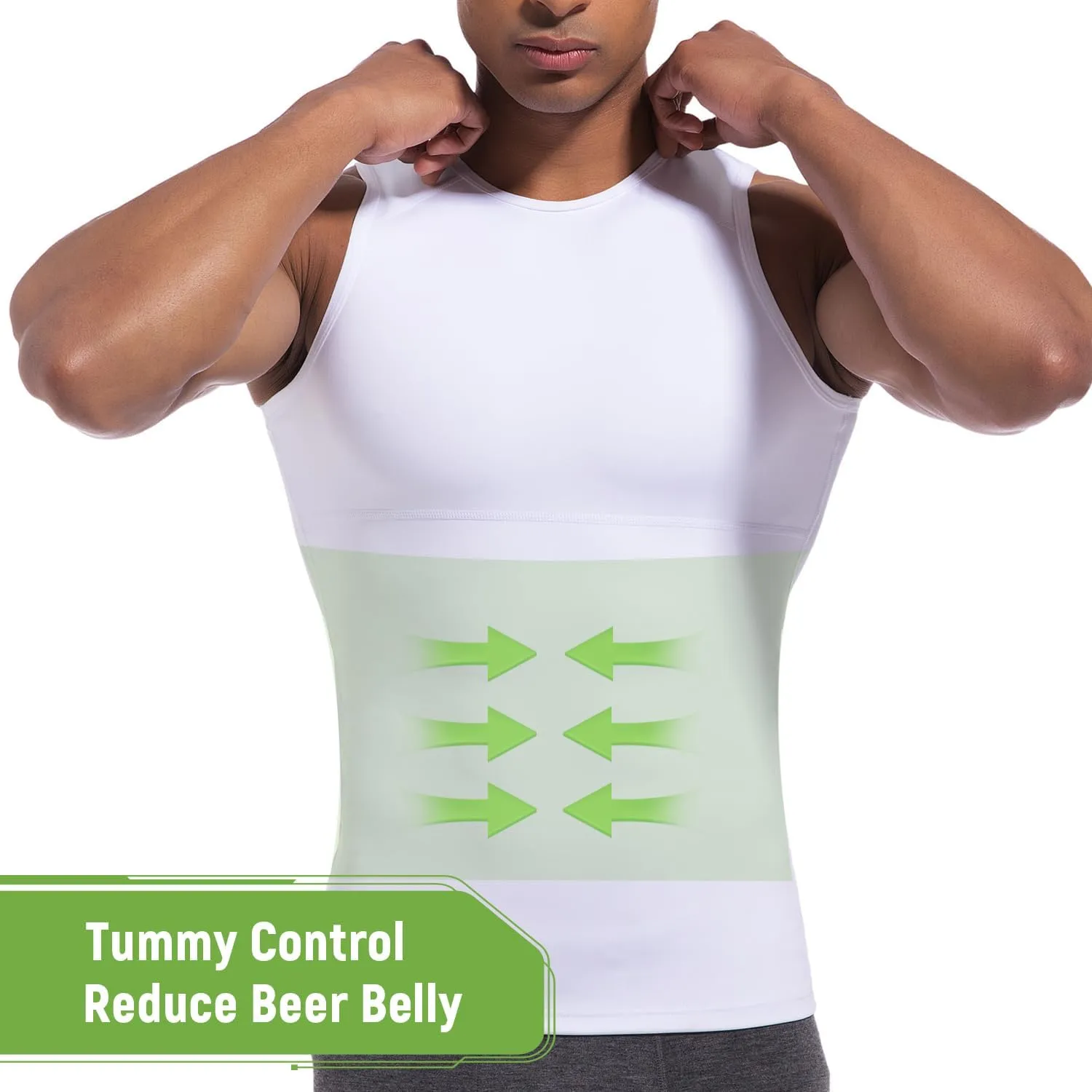 Lgtfy 4D Mens Compression Shirt, Slimming Body Shaper Vest, Gynecomastia Undershirt, Tummy Control Back Support Tank Top