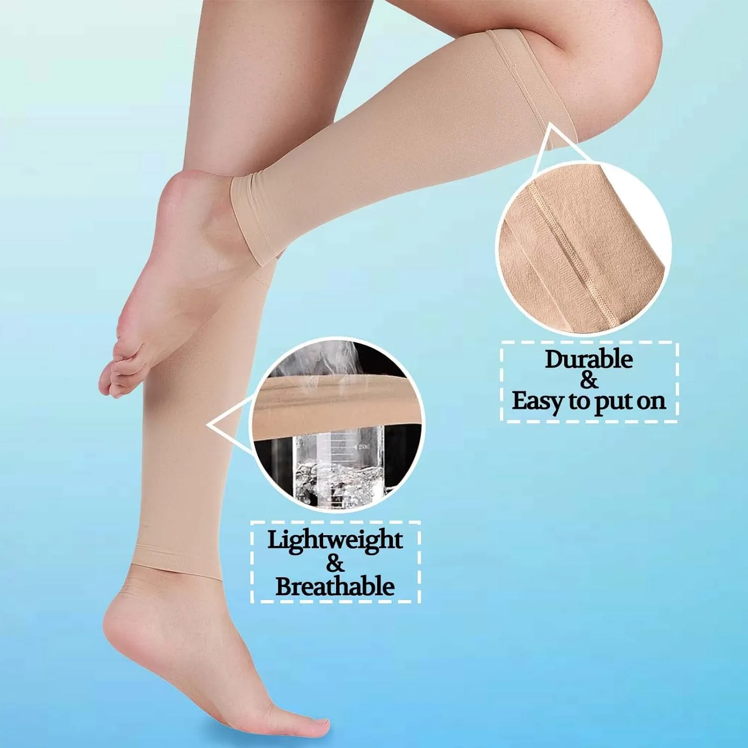 Lin Performance Medical Calf Compression Sleeve for Women and Men Lightweight Footless Socks for Nurses, Pregnant, Travel and Flight, Varicose Veins, Post Surgery Recovery, Edema