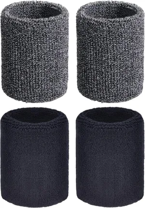 Magicorange 2 Pair Wrist Sweatbands Sports Wristbands for Men & Women, Sweat Absorbing Cotton Terry Cloth Wristband