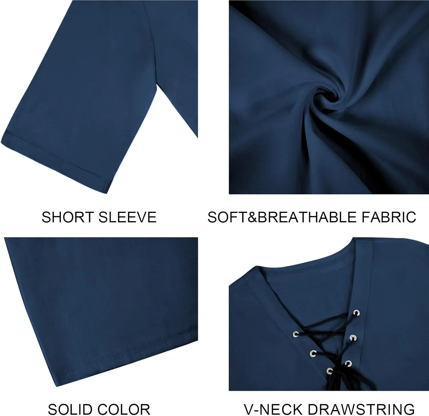 Men's Fashion Shirt Short Sleeve Beach V-Neck Drawstring Printing Yoga African Summer Top