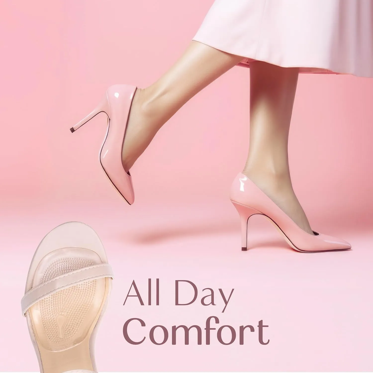 Metatarsal Foot Pads for Women (4 Pads) Cushioned High Heel Inserts for Ball of Foot Pain Relief (Clear)