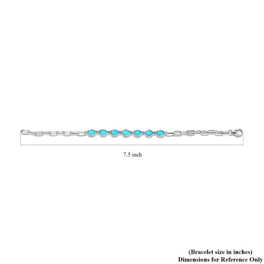 Natural Oval Cut Bezel Set Sleeping Beauty Turquoise Simple Bracelets - 925 Sterling Silver Boho Bracelets