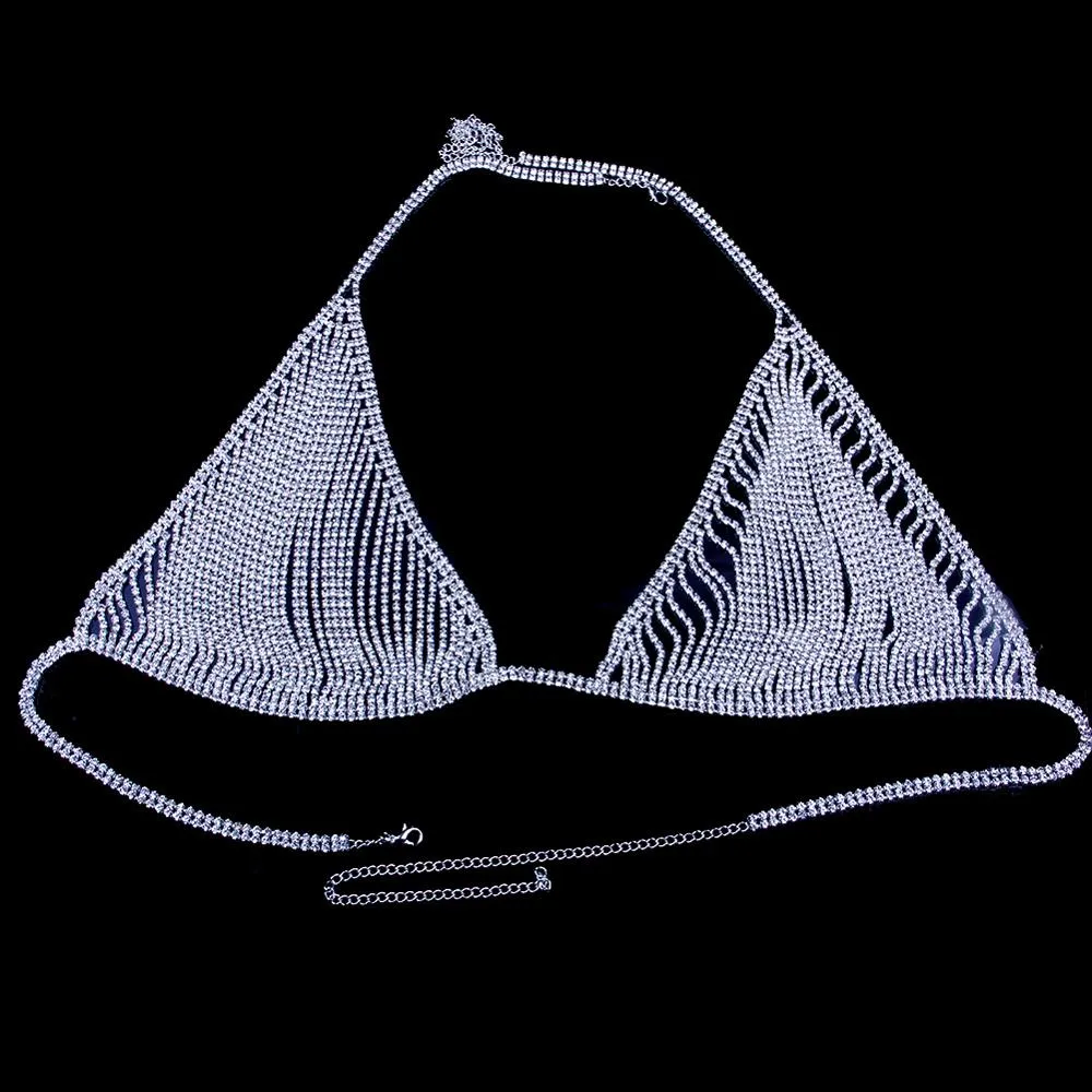 Newest Sexy Hollow Rhinestone Body Chain Bra Accessories Necklace for Women Crystal