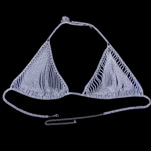 Newest Sexy Hollow Rhinestone Body Chain Bra Accessories Necklace for Women Crystal