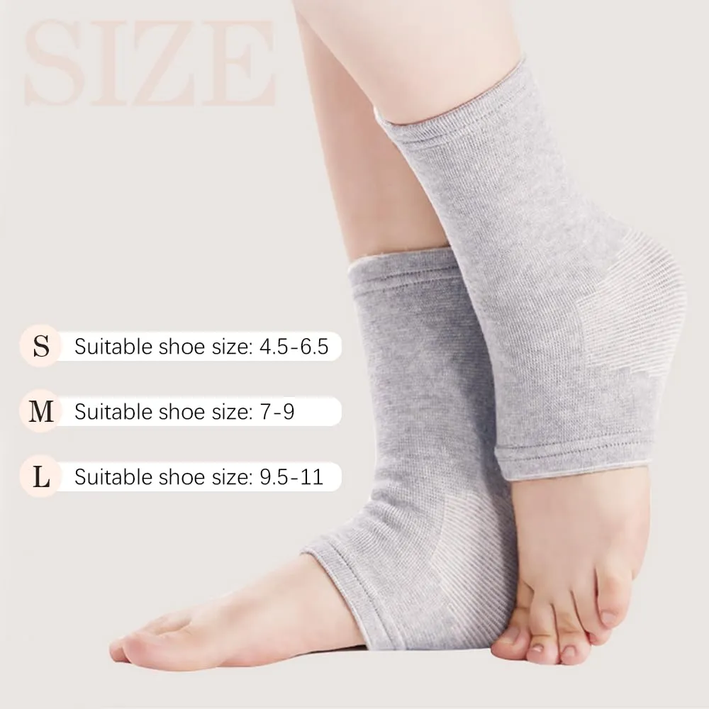 One Compress Bamboo Foot Sleeves, Ankle Protection Socks,Ankle Compression Socks for Swelling Sprain Cold Protection (Grey 1 Pair, M(38-40))