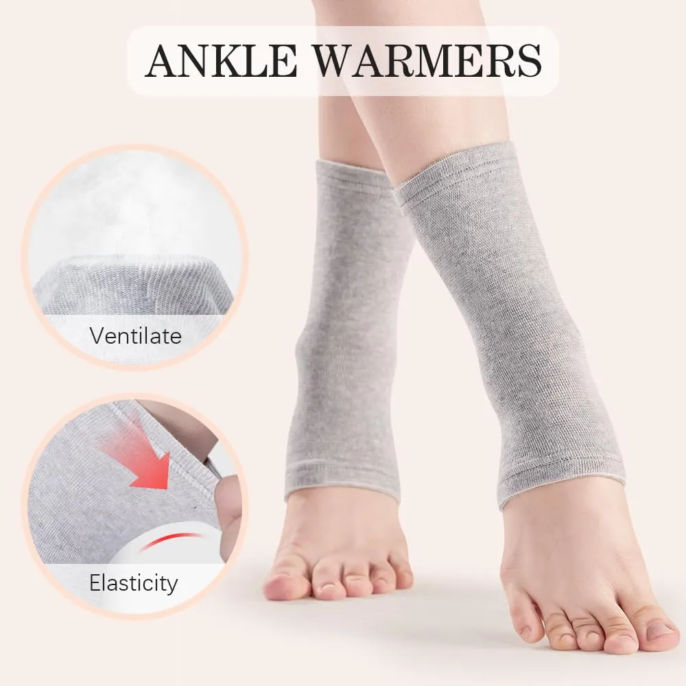 One Compress Bamboo Foot Sleeves, Ankle Protection Socks,Ankle Compression Socks for Swelling Sprain Cold Protection (Grey 1 Pair, M(38-40))