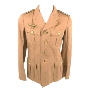 Original German WWII Named Kriegsmarine Coastal Artillery Oberleutnant zur See Officer Tan Summer Uniform Tunic