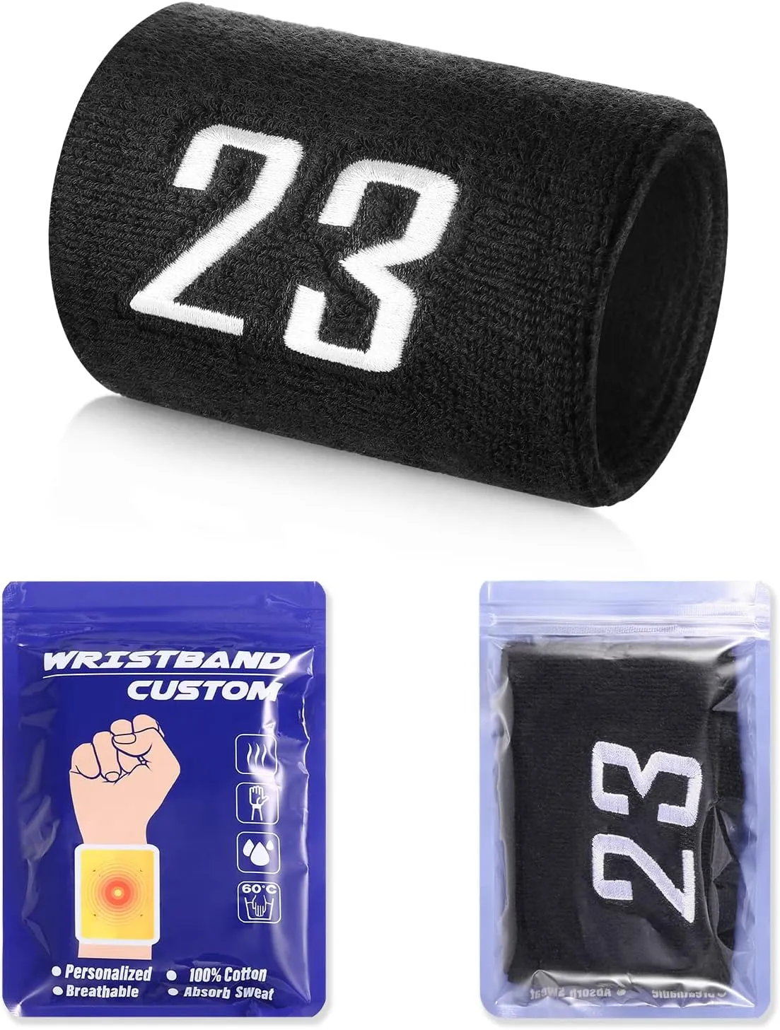Personalized Sport Wrist Bands,Embroidered Baseball Wrist Bands,Soft & Stretchy Sports Wrist Bands for Men & Women  4 Multiple Colors Wristbands Option