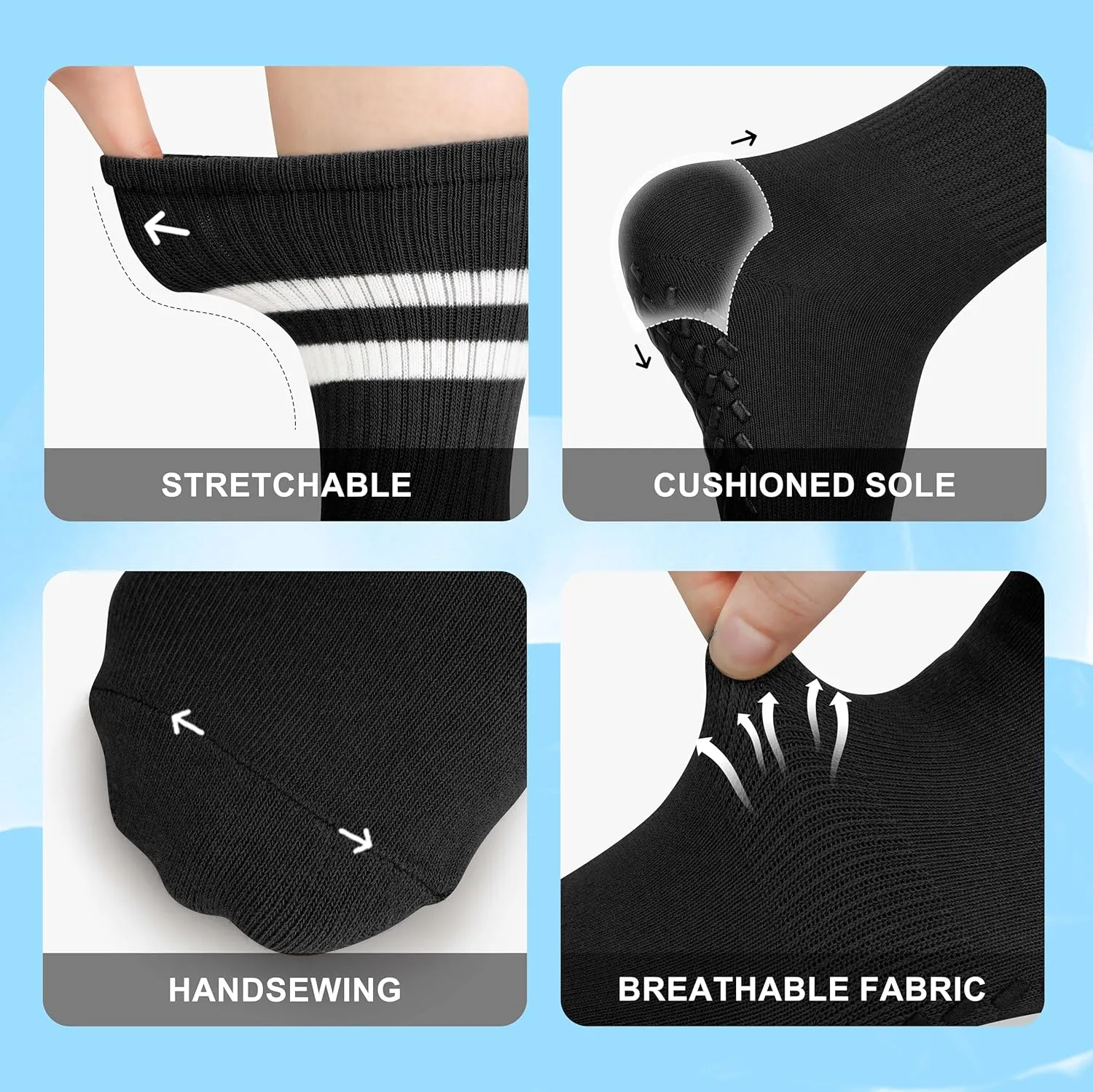 Pilates Socks with Grips for Yoga, Barefoot, Ballet, Barre, Hospital Non Slip Anti Skid Socks for Women and Men