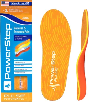 PowerStep Insoles, Pulse Performance, Running Shoe Pain Relief Insert, Athletic Arch Support Orthotic for Women and Men - Made in The USA (M 8-8.5, F 10-10.5)