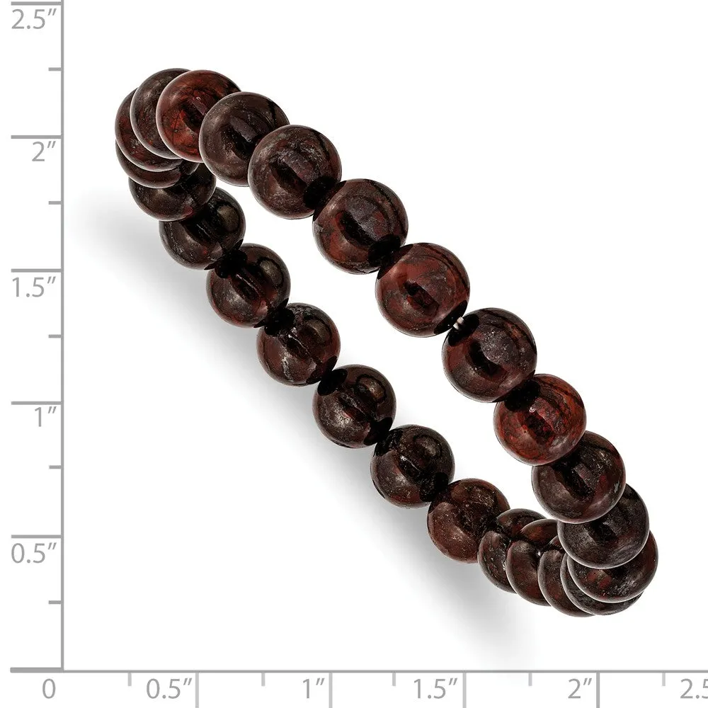 Red Agate Beaded Stretch Bracelet
