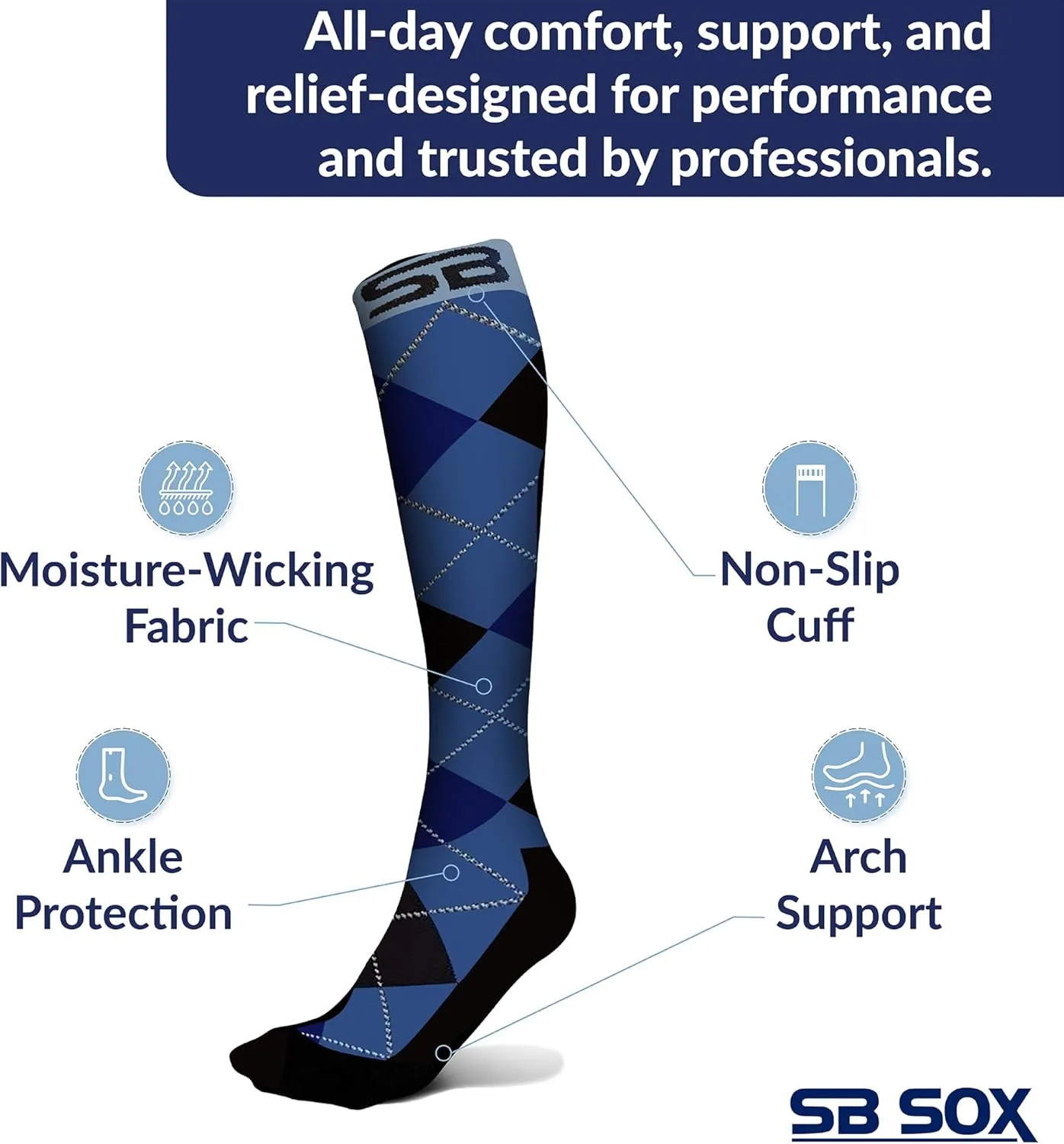 SB SOX Lite Compression Socks for Men & Women (15-20mmHg)  Best Compression Socks for Travel, Sports, and Daily Wear - XXL Sizes too!