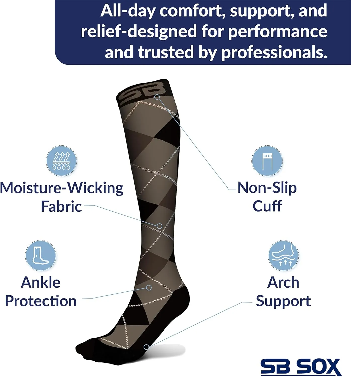 SB SOX Lite Compression Socks for Men & Women (15-20mmHg)  Best Compression Socks for Travel, Sports, and Daily Wear - XXL Sizes too!