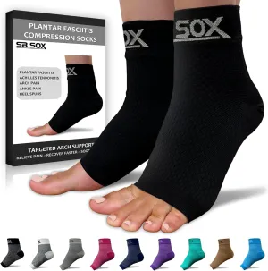 SB SOX Plantar Fasciitis Relief Socks - Night Splint & Foot Brace for Achilles Tendonitis, Heel Pain, and Arch Support  Foot Compression Sleeve for Recovery, Foot Swelling, and Fatigue (Solid Black, Large)