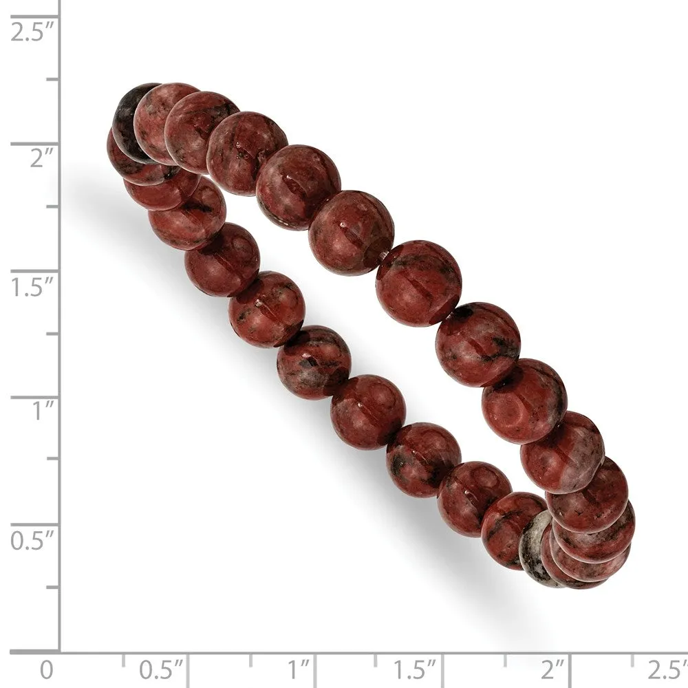 Sesame Red Agate Beaded Stretch Bracelet