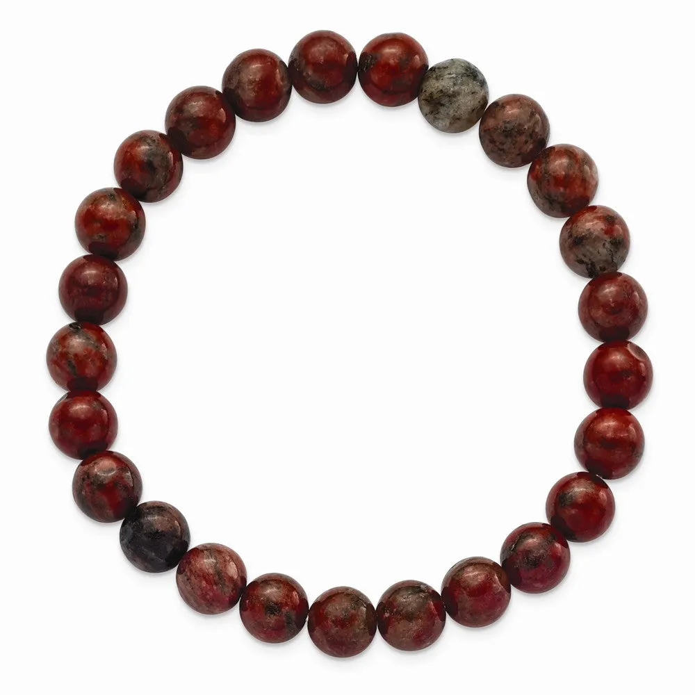 Sesame Red Agate Beaded Stretch Bracelet
